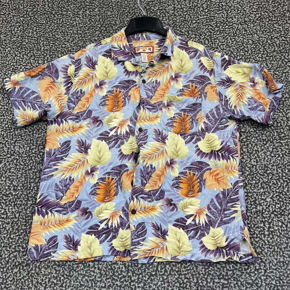Caribbean Joe Shirt Men Medium Hawaiian Button Up Short Sleeve Collared M